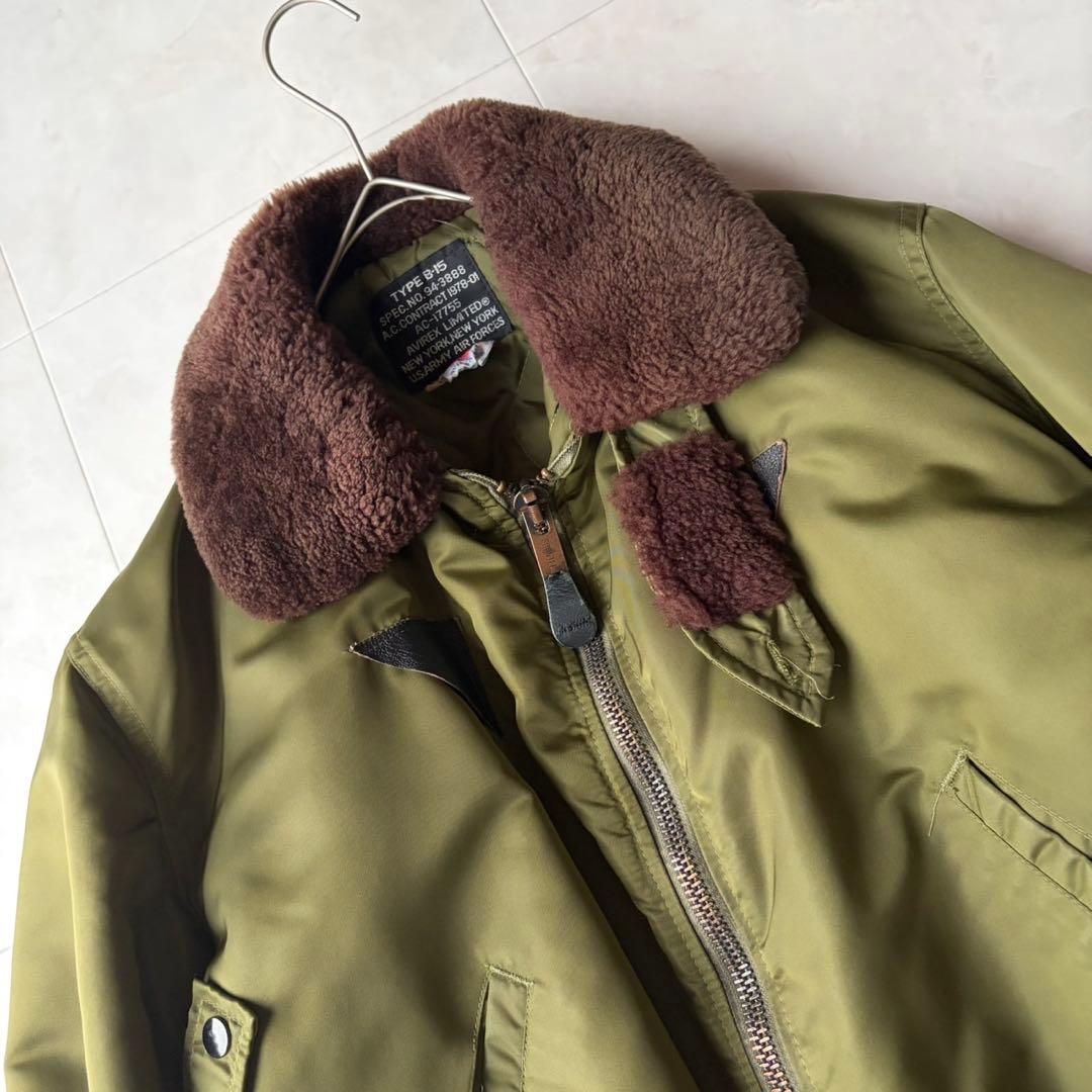 希少✨AVIREX B-15 フライトジャケット M 米国製 スコービル ボア