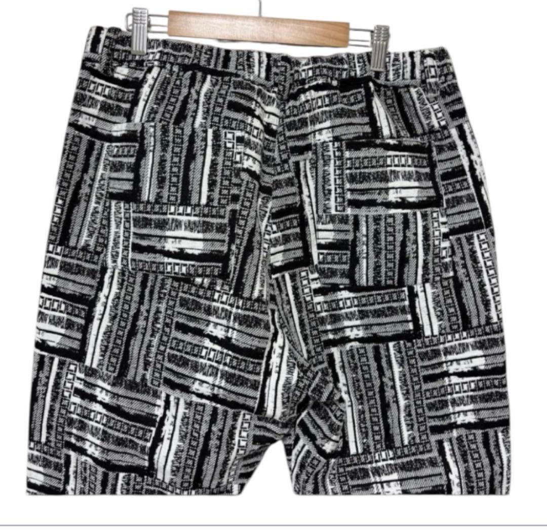 【新品未使用】CAMBIO カンビオ テーパードパンツ アンクル 総柄 白黒 S