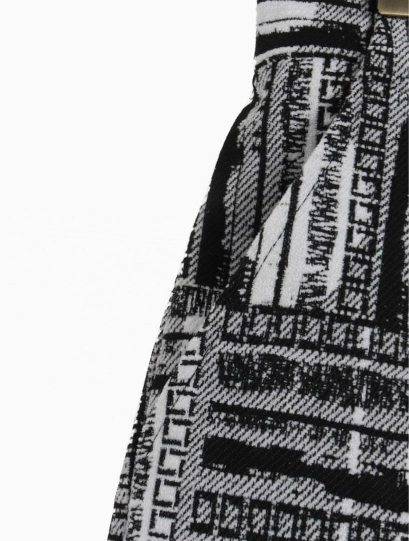 【新品未使用】CAMBIO カンビオ テーパードパンツ アンクル 総柄 白黒 S