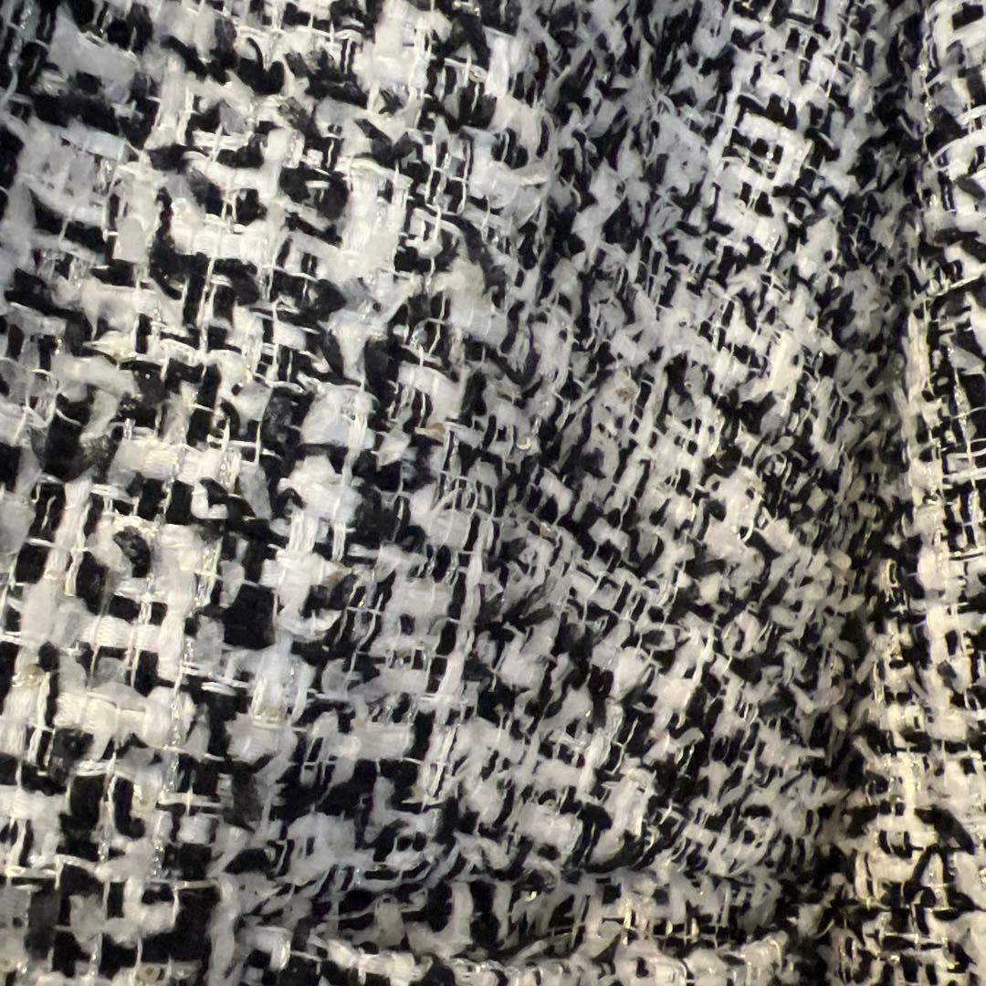 SANDRO ノーカラージャケット 38サイズ ホワイト・ブラック