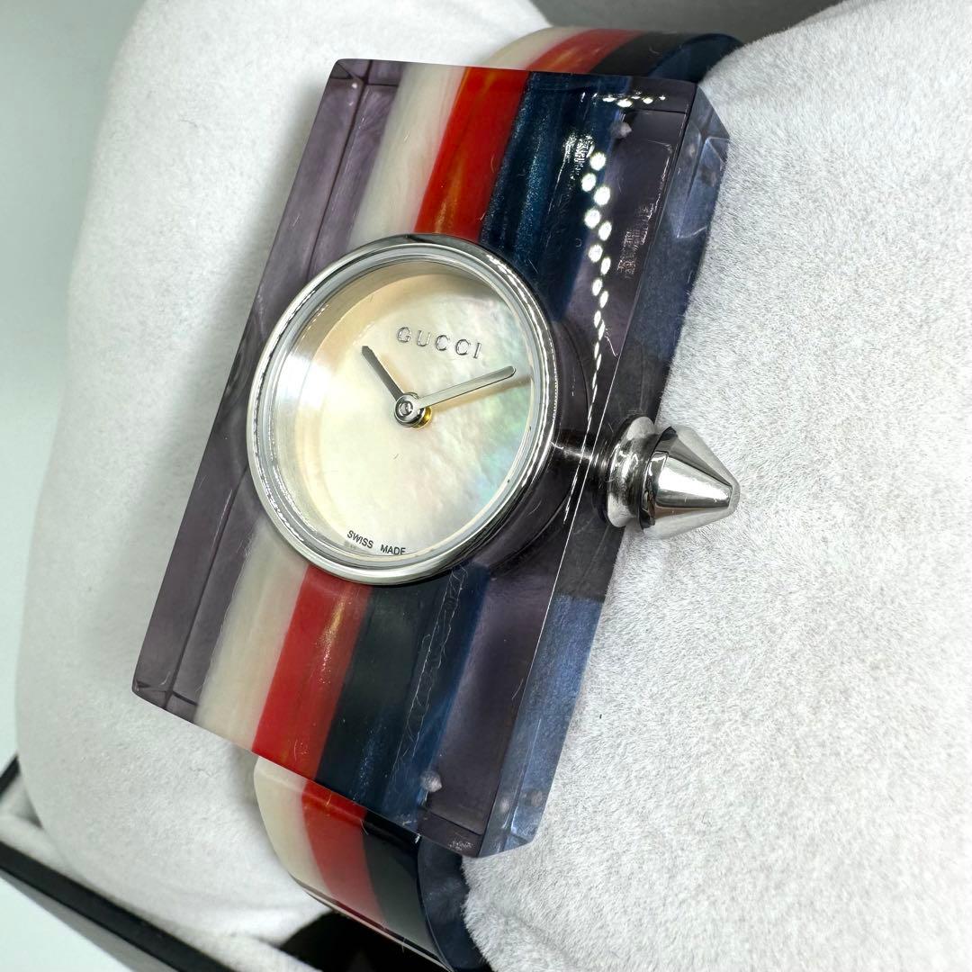 稼働 GUCCI 腕時計 ヴィンテージ ウェブ トリコロール シェル文字盤
