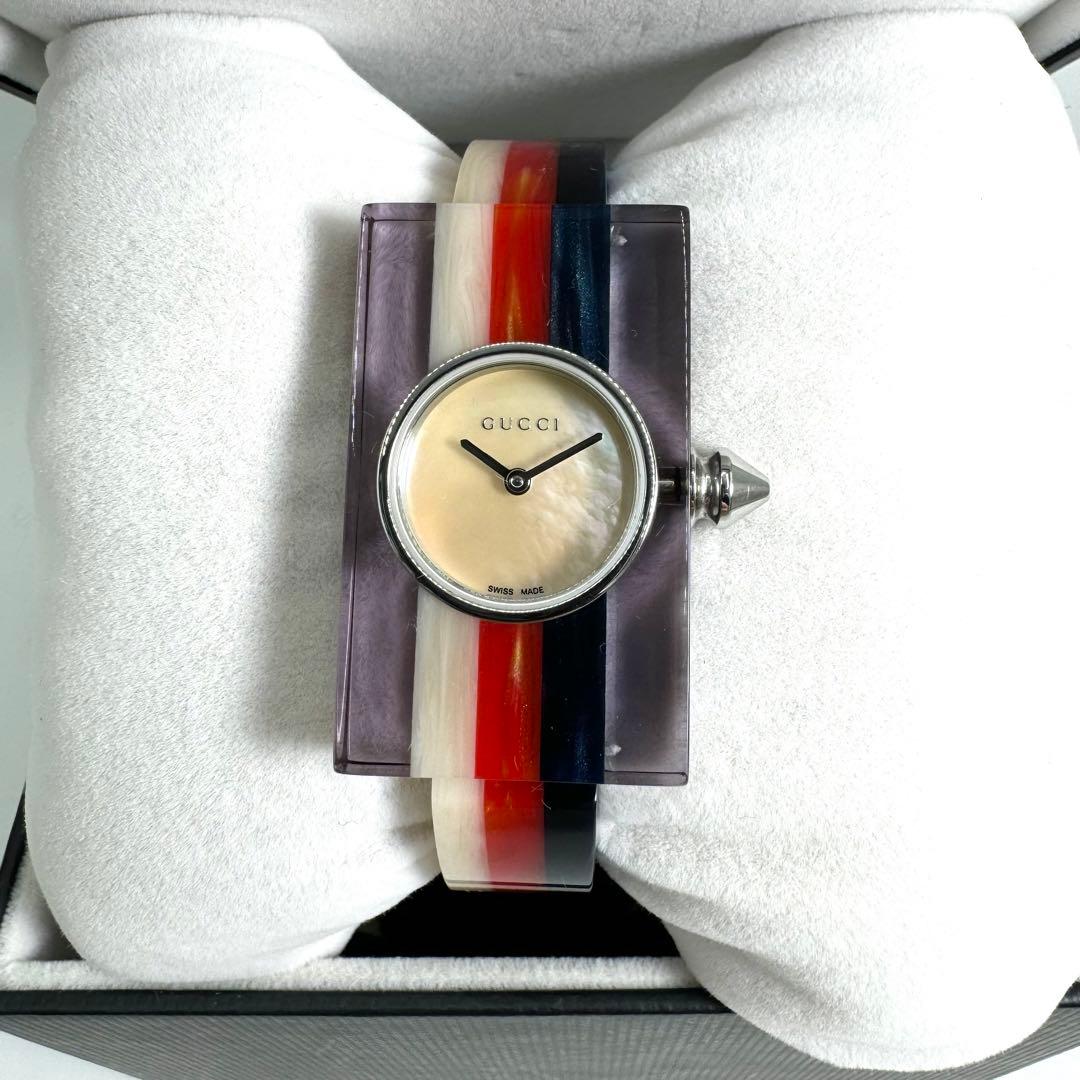 稼働 GUCCI 腕時計 ヴィンテージ ウェブ トリコロール シェル文字盤