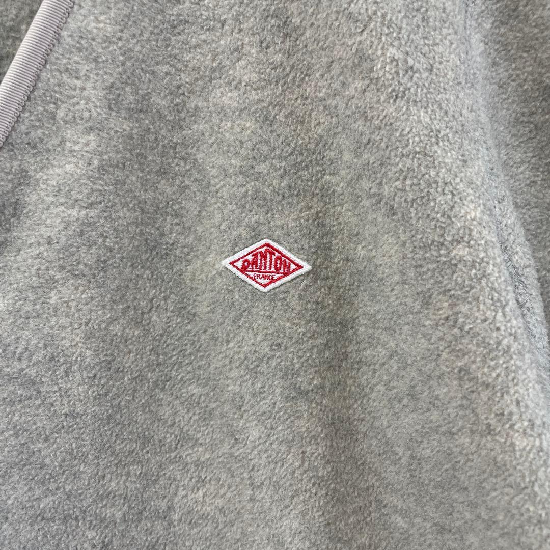 ダントン フリース カラーレス コート ロング丈 カーディガン Vネック 38