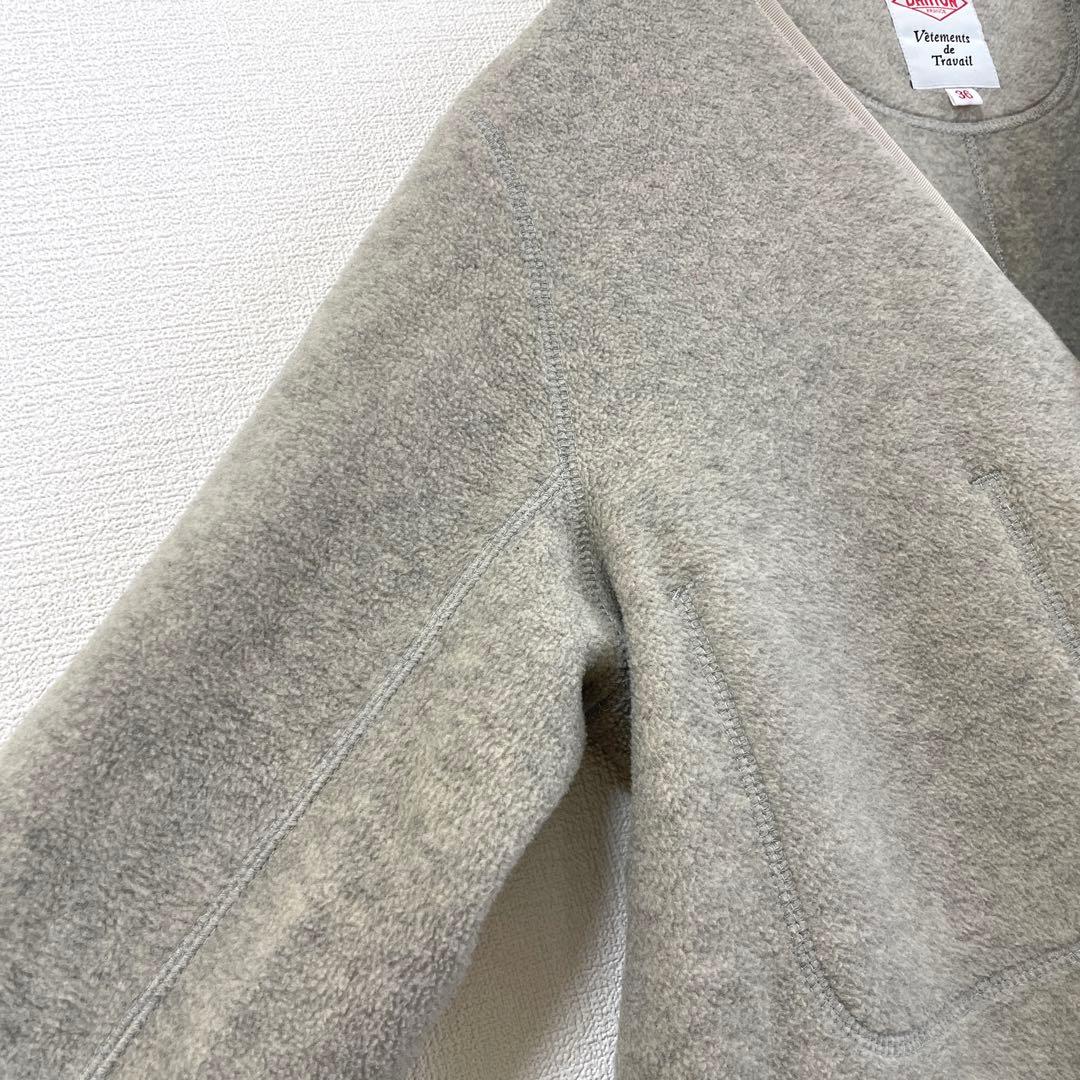 ダントン フリース カラーレス コート ロング丈 カーディガン Vネック 38