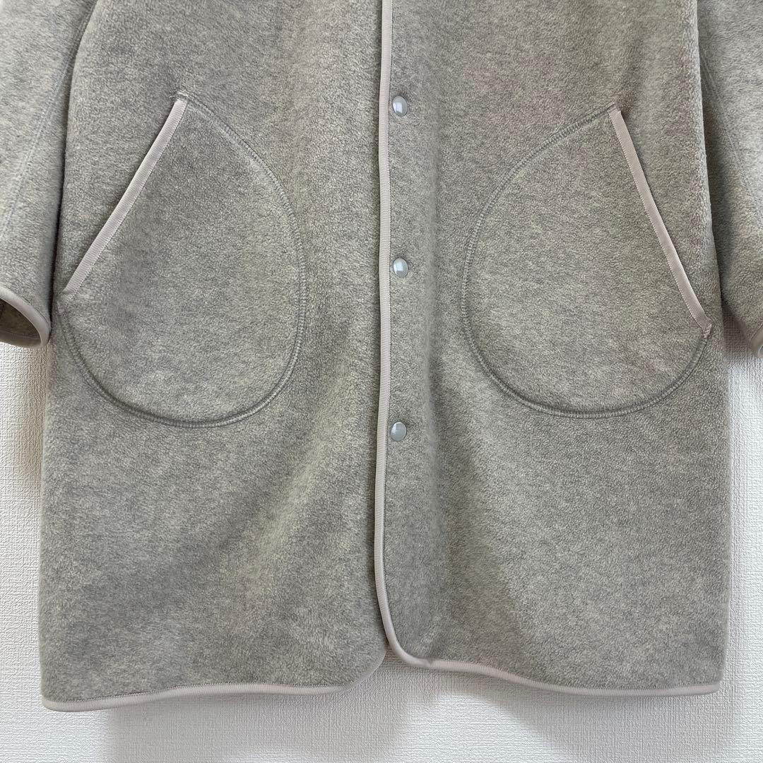 ダントン フリース カラーレス コート ロング丈 カーディガン Vネック 38