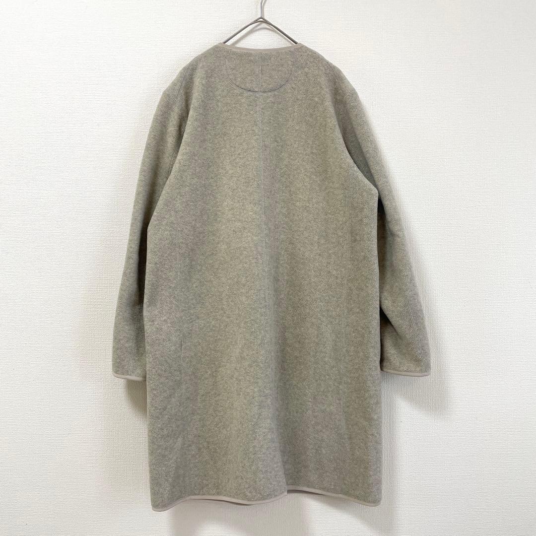 ダントン フリース カラーレス コート ロング丈 カーディガン Vネック 38