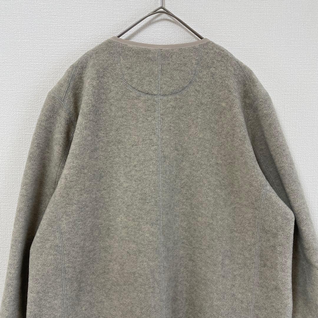 ダントン フリース カラーレス コート ロング丈 カーディガン Vネック 38