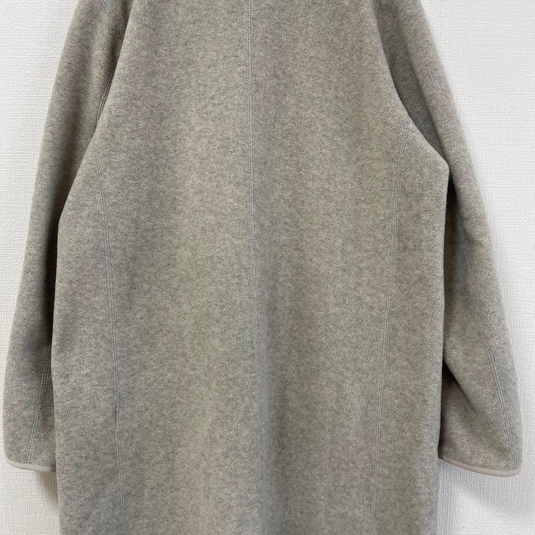 ダントン フリース カラーレス コート ロング丈 カーディガン Vネック 38