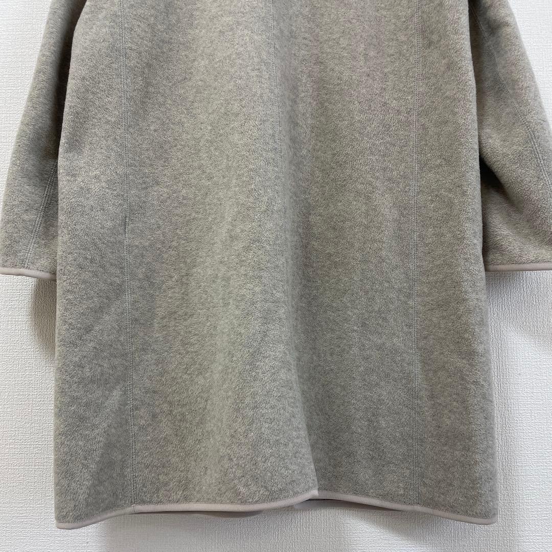 ダントン フリース カラーレス コート ロング丈 カーディガン Vネック 38