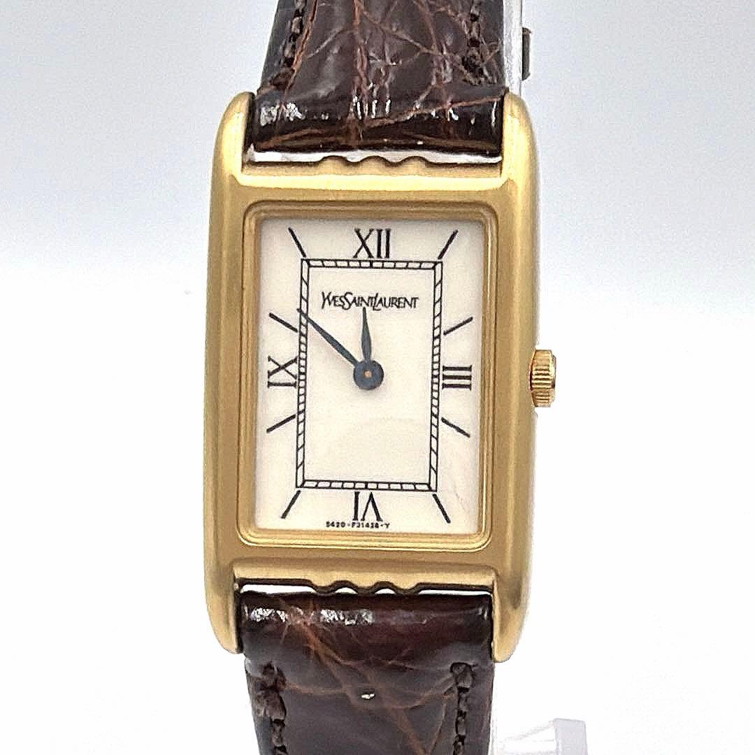 極美品✨ 箱付き YSL レディース 腕時計 クウォーツ レクタンギュラー
