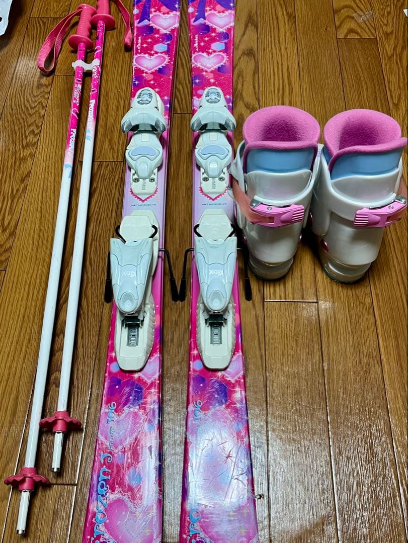 子供用スキー板　ブーツ　ストック　3点セット