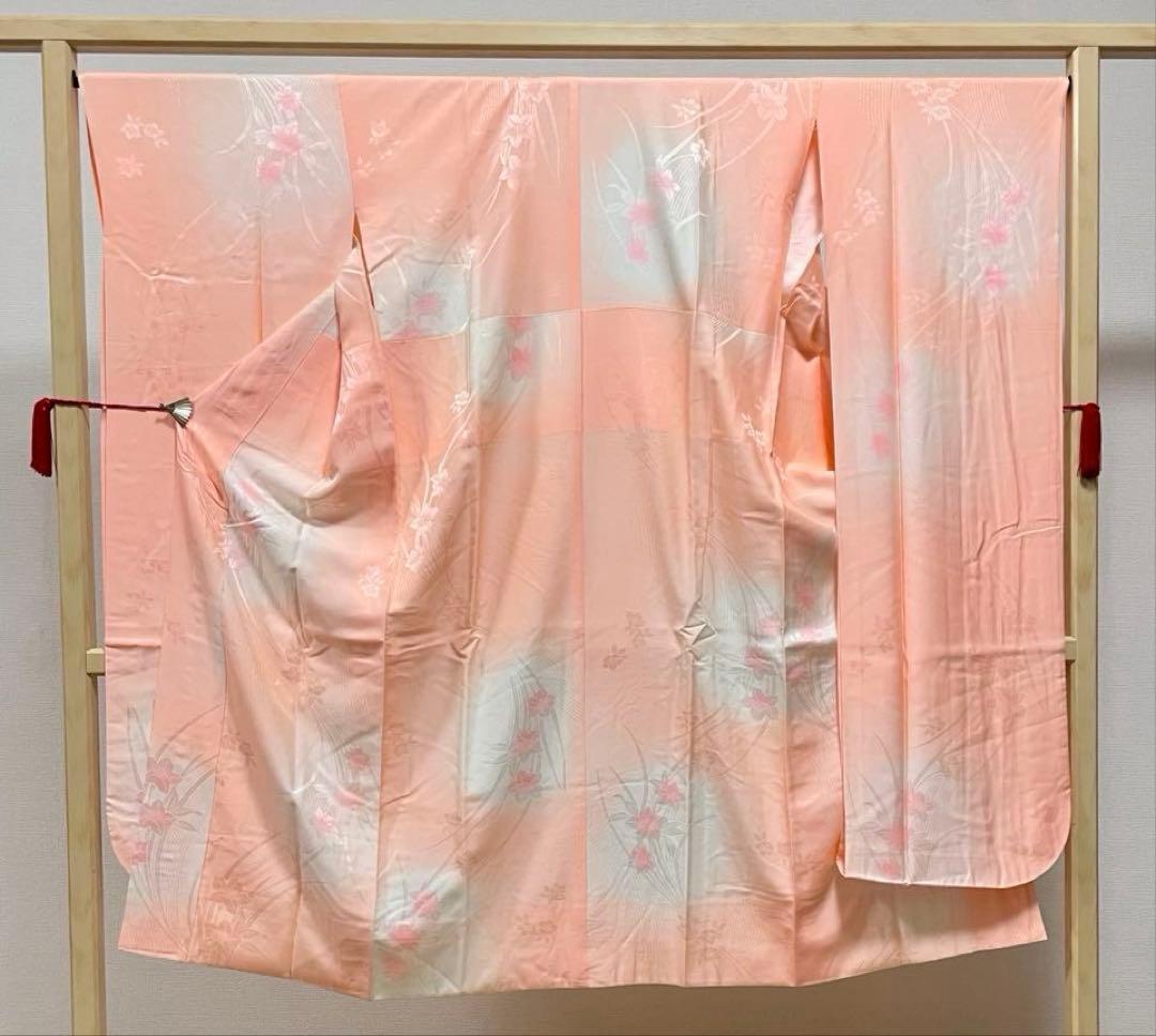 D 振袖襦袢セット 鶴に花々模様 金銀彩 金駒刺繍 正絹 袷 振袖 着物 K12