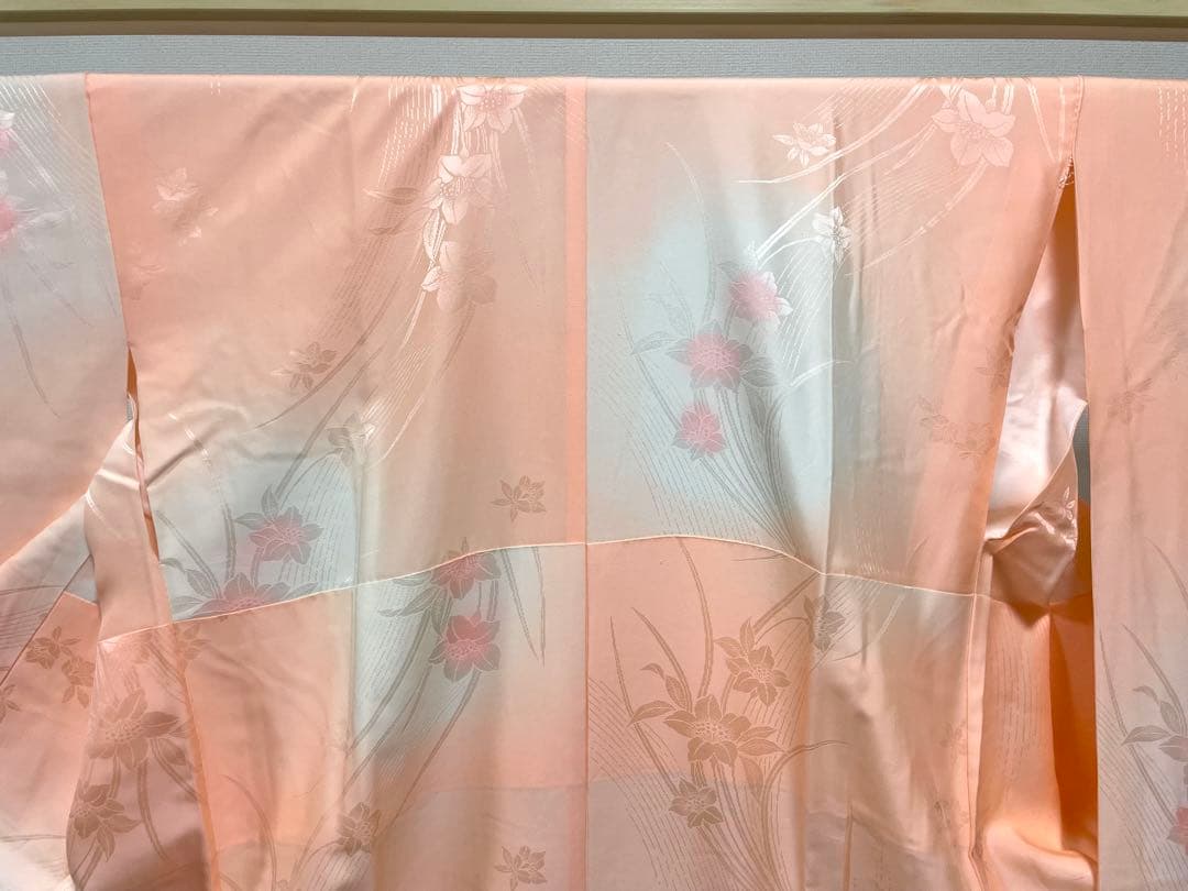 D 振袖襦袢セット 鶴に花々模様 金銀彩 金駒刺繍 正絹 袷 振袖 着物 K12