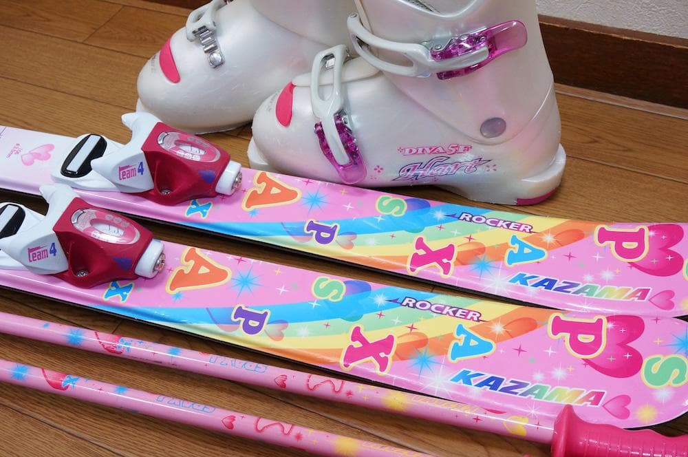 メンテ済 106cm 靴21cm KAZAMA スキーセット (120)