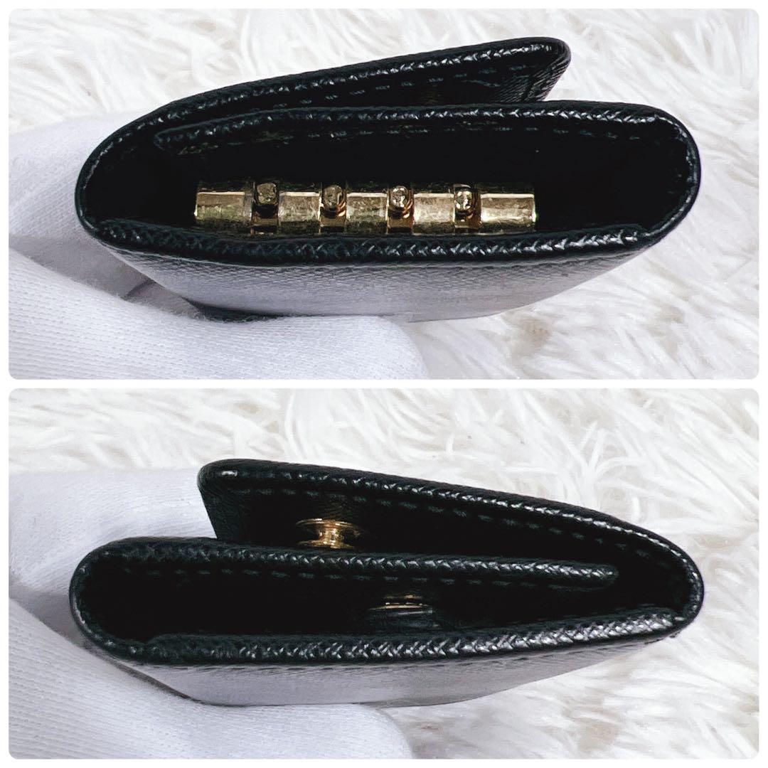 PRADA プラダ キーケース サフィアーノレザー キーリング 4連　ブラック