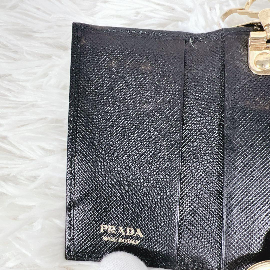 PRADA プラダ キーケース サフィアーノレザー キーリング 4連　ブラック