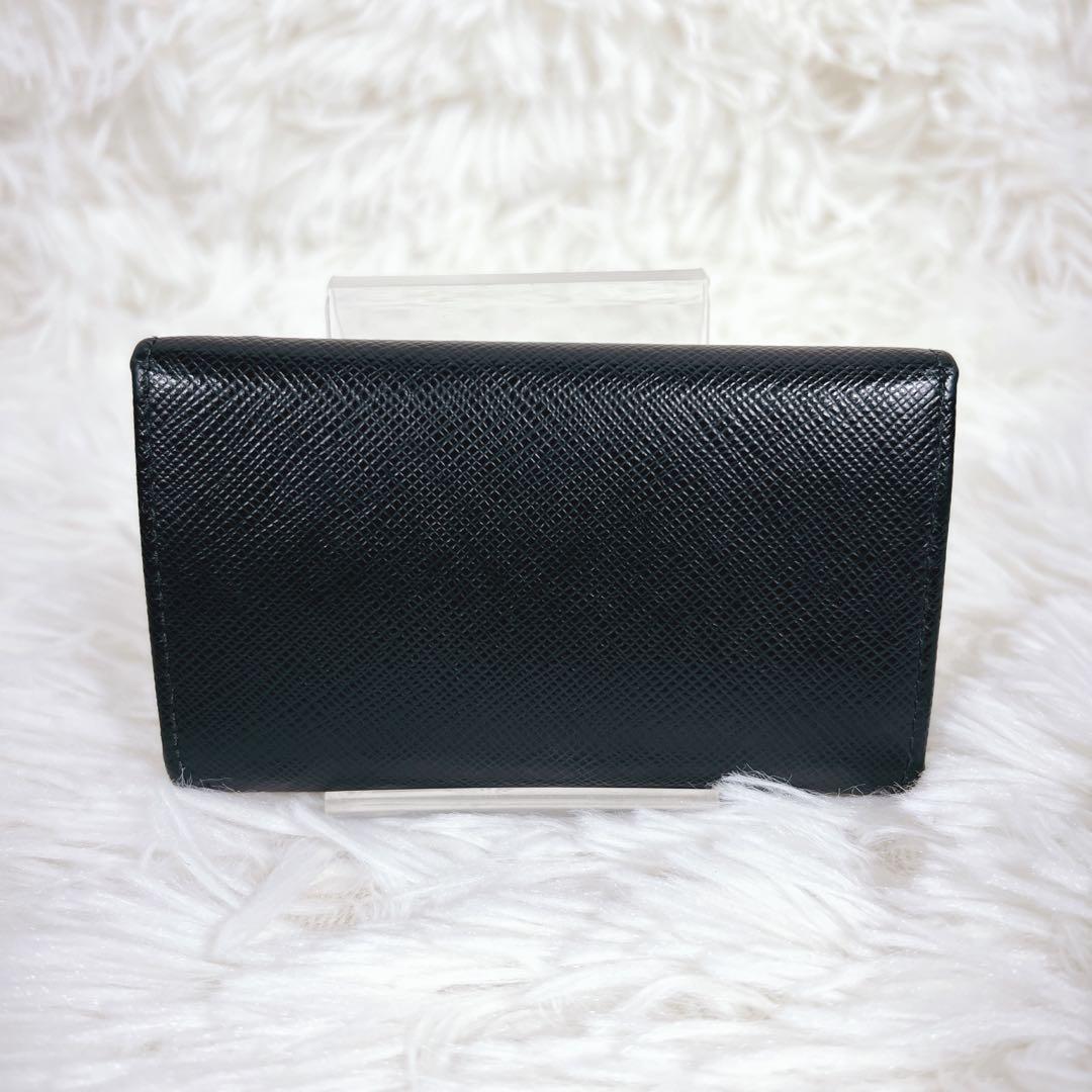 PRADA プラダ キーケース サフィアーノレザー キーリング 4連　ブラック