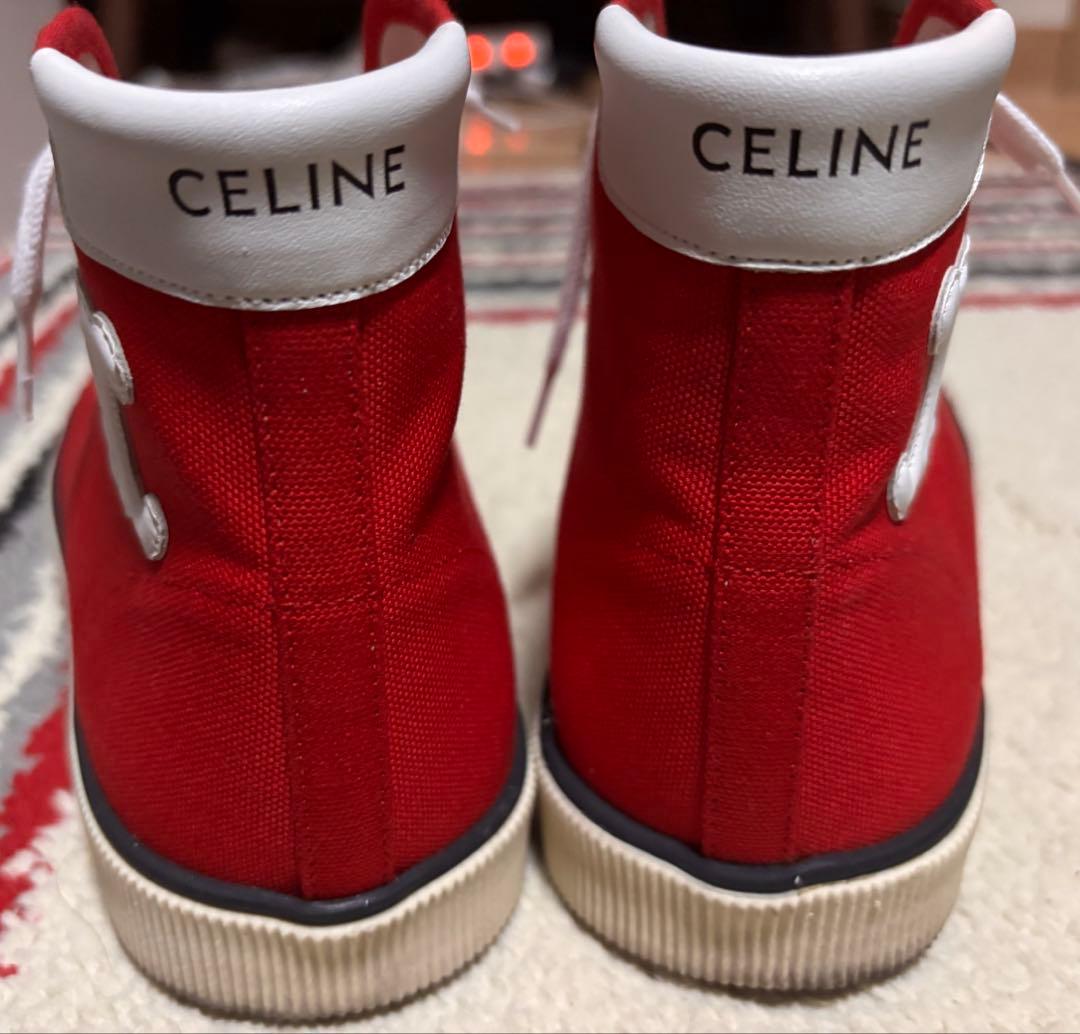 CELINE ハイカットスニーカー　赤　38サイズ　セリーヌ