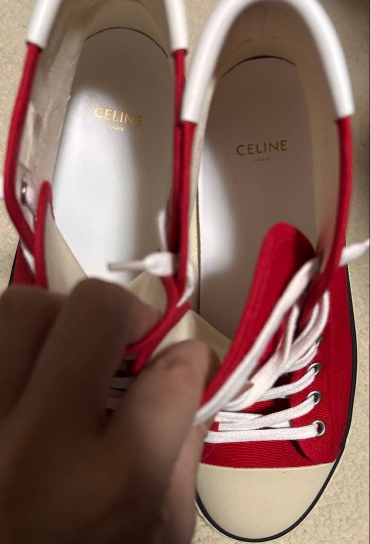 CELINE ハイカットスニーカー　赤　38サイズ　セリーヌ