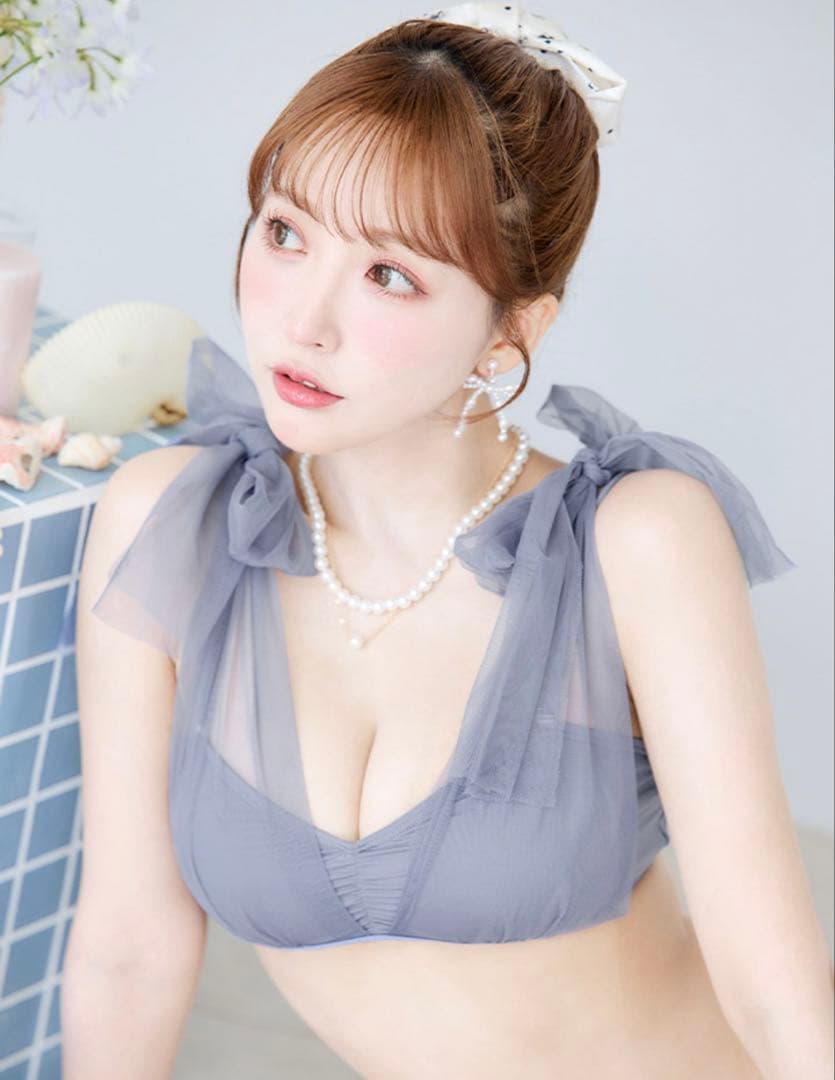 Sugar チュールリボンビキニ 2点セット 青 S