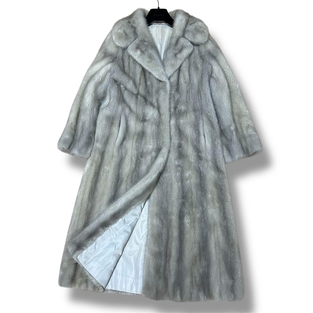 着丈110cm サファイアミンク ロングコート 毛皮 リアルファー サイズ11