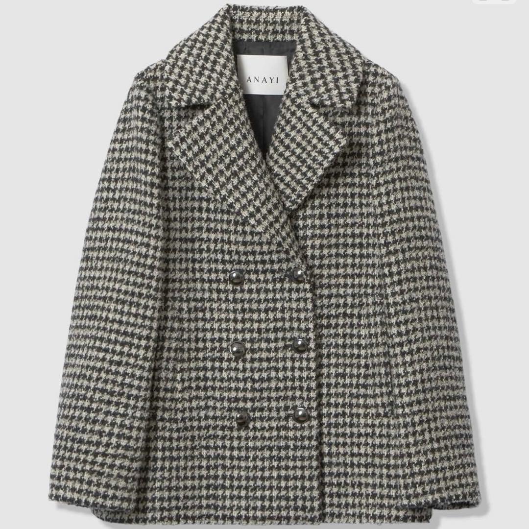 アナイ現行品【新品未使用タグ付き】ループ千鳥ツイードPコート34