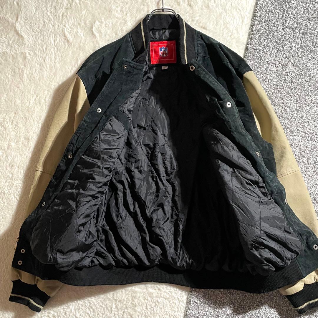 NFL　ニューオリンズ・セインツ　レザースタジャン　ボディスウェード　サイズL