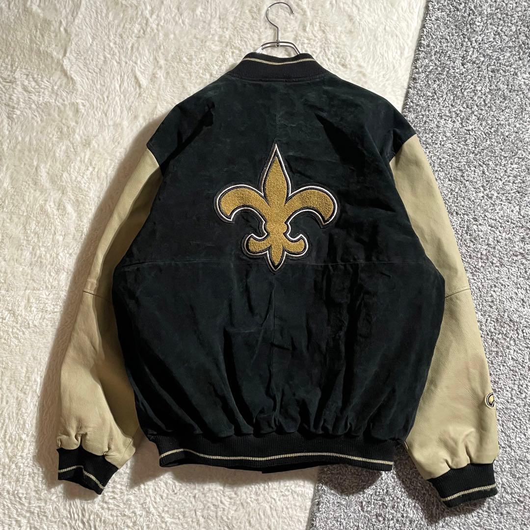 NFL　ニューオリンズ・セインツ　レザースタジャン　ボディスウェード　サイズL