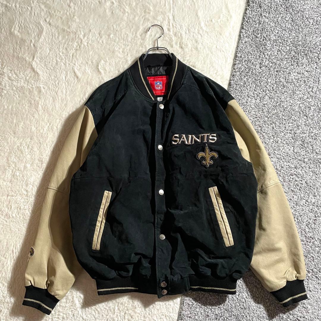 NFL　ニューオリンズ・セインツ　レザースタジャン　ボディスウェード　サイズL