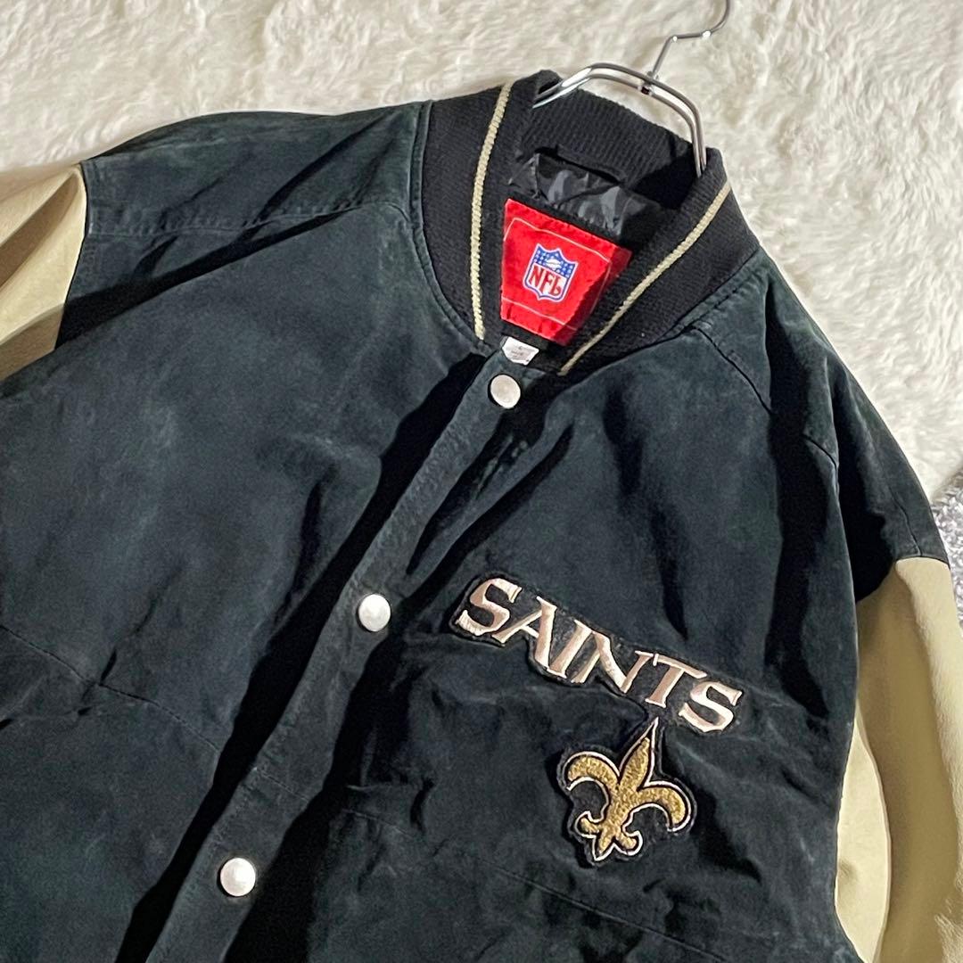 NFL　ニューオリンズ・セインツ　レザースタジャン　ボディスウェード　サイズL
