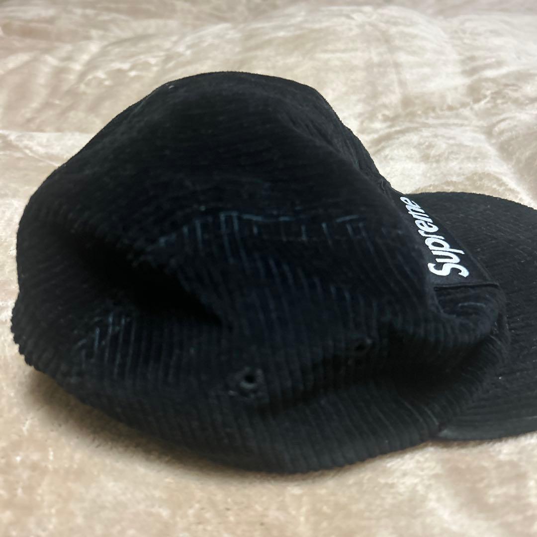 Supreme ブラック コーデュロイ キャップ
