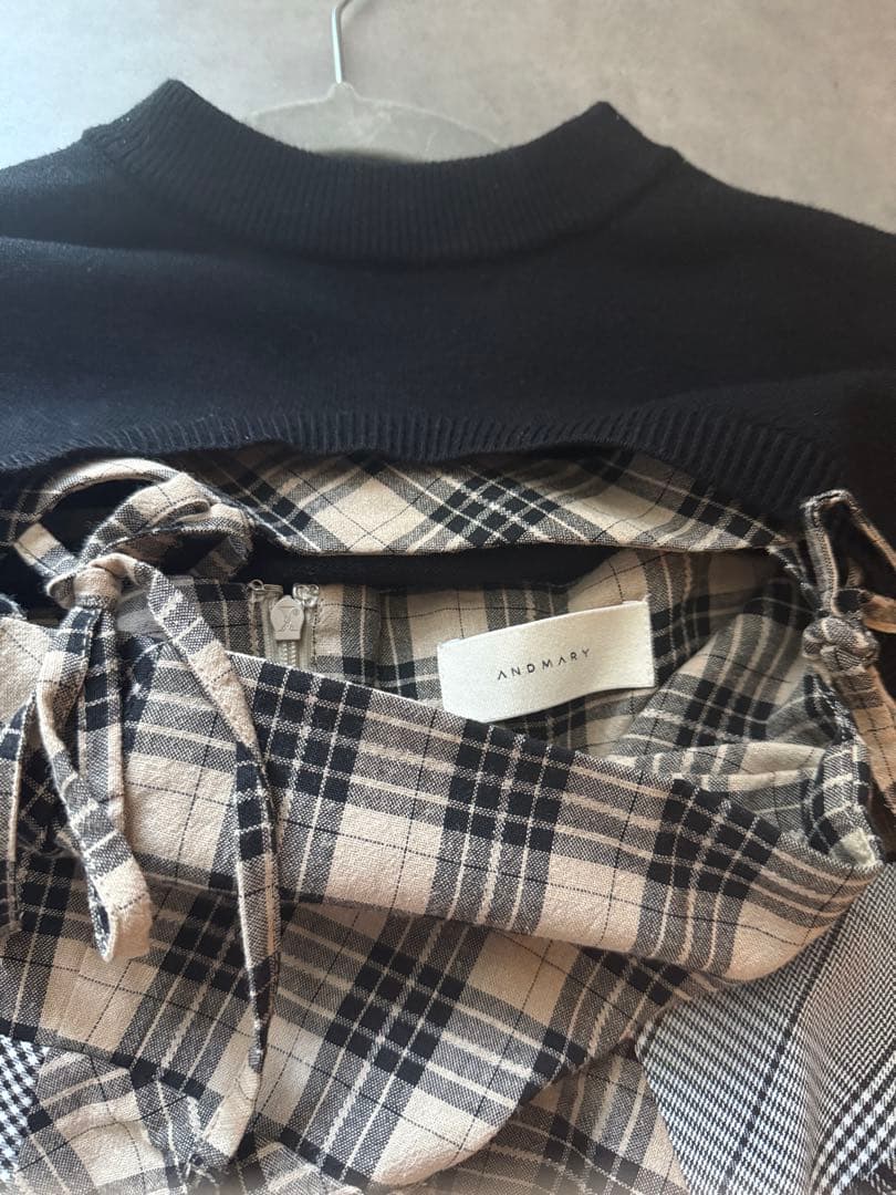 ワンピース Nadia check long dress beige