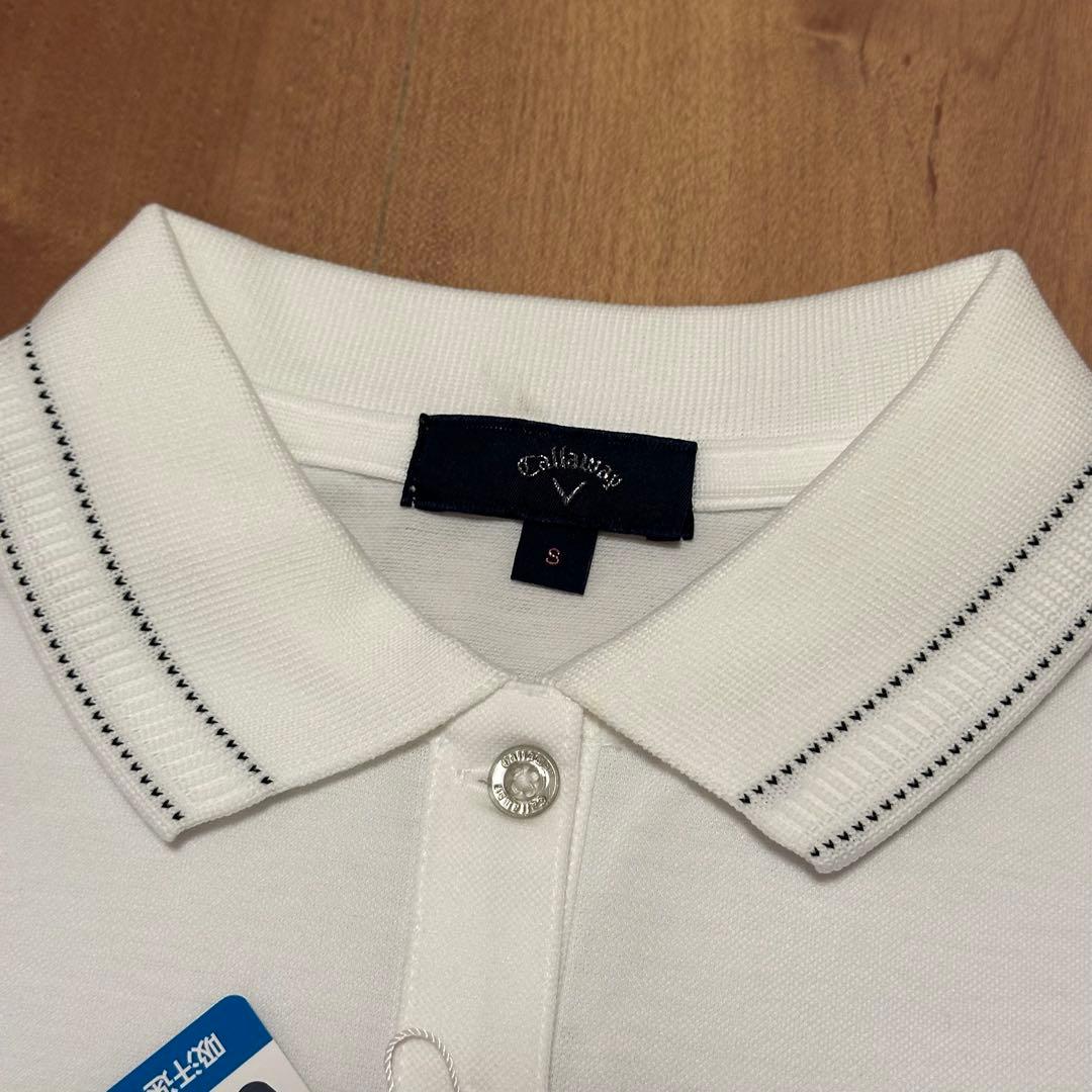 サイドプリーツスカート　半袖　ポロシャツ　春夏　ホワイト×ネイビー　セットアップ