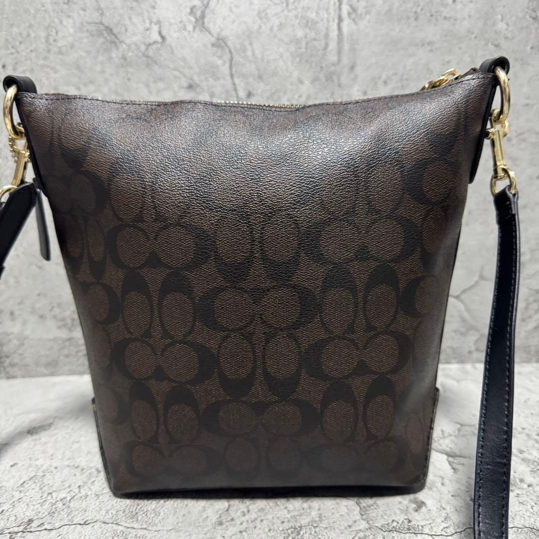 未使用級✨️コーチ バケットバッグ ショルダー 肩がけ PVC レザー 黒