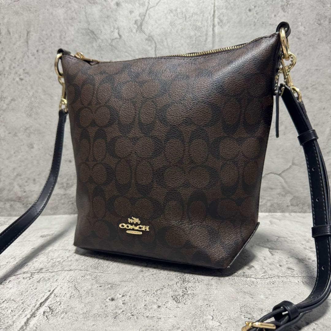 未使用級✨️コーチ バケットバッグ ショルダー 肩がけ PVC レザー 黒