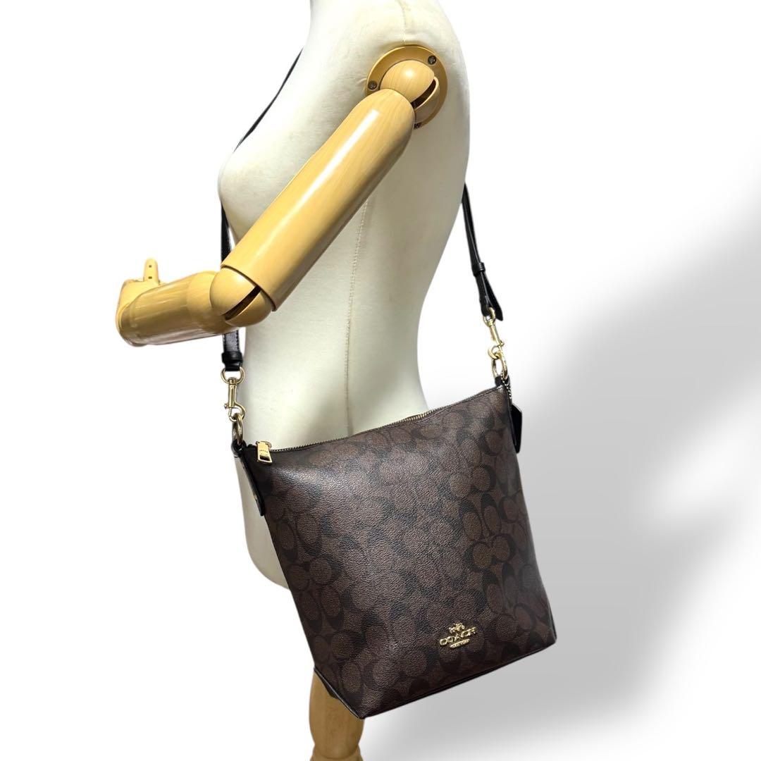 未使用級✨️コーチ バケットバッグ ショルダー 肩がけ PVC レザー 黒