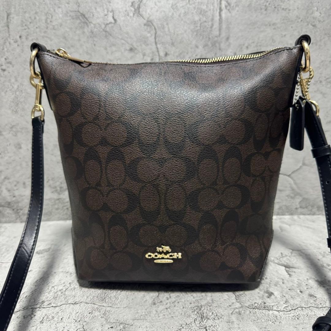 未使用級✨️コーチ バケットバッグ ショルダー 肩がけ PVC レザー 黒