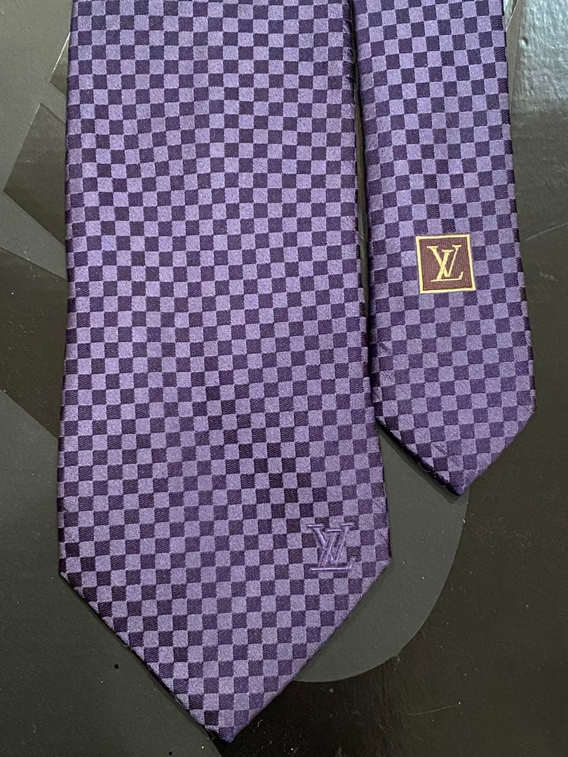 LOUIS VUITTON パープル チェック柄 ネクタイ
