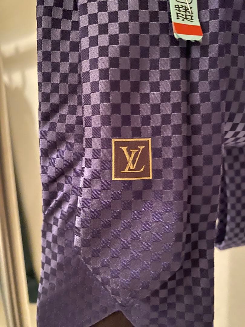 LOUIS VUITTON パープル チェック柄 ネクタイ
