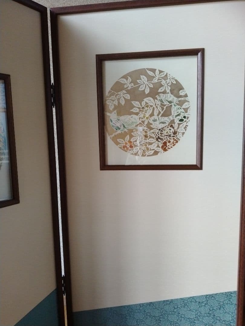 和風 鳥と植物の屏風