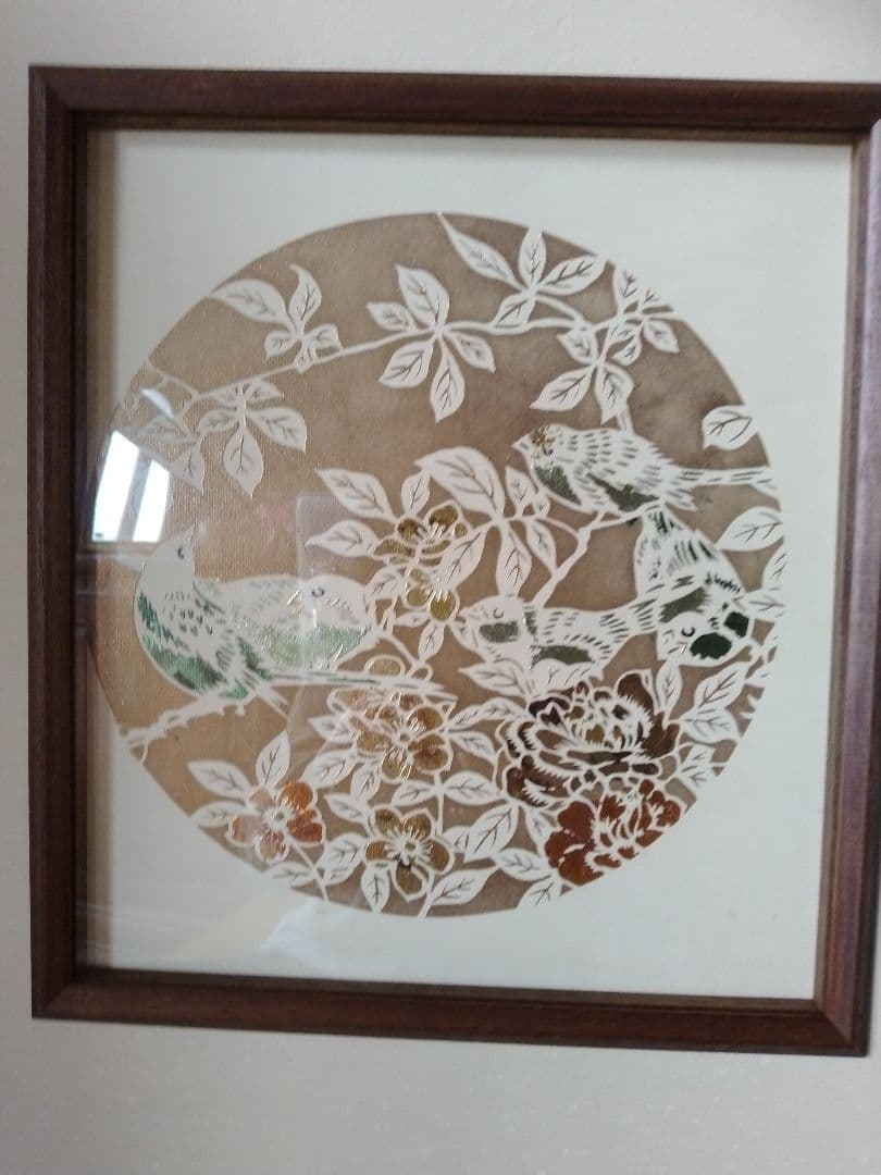 和風 鳥と植物の屏風