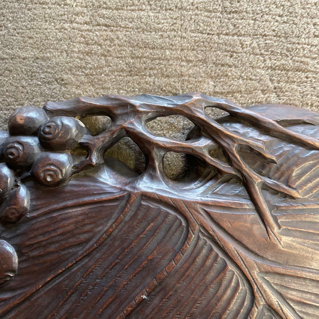 ダ*吉様 古美術品 木彫 葉盆 42cm 煎茶盆 煎茶道具