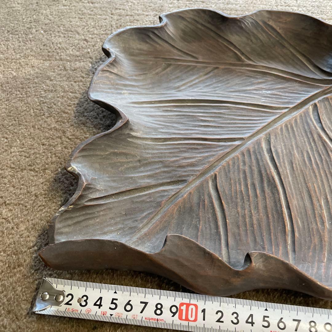 ダ*吉様 古美術品 木彫 葉盆 42cm 煎茶盆 煎茶道具