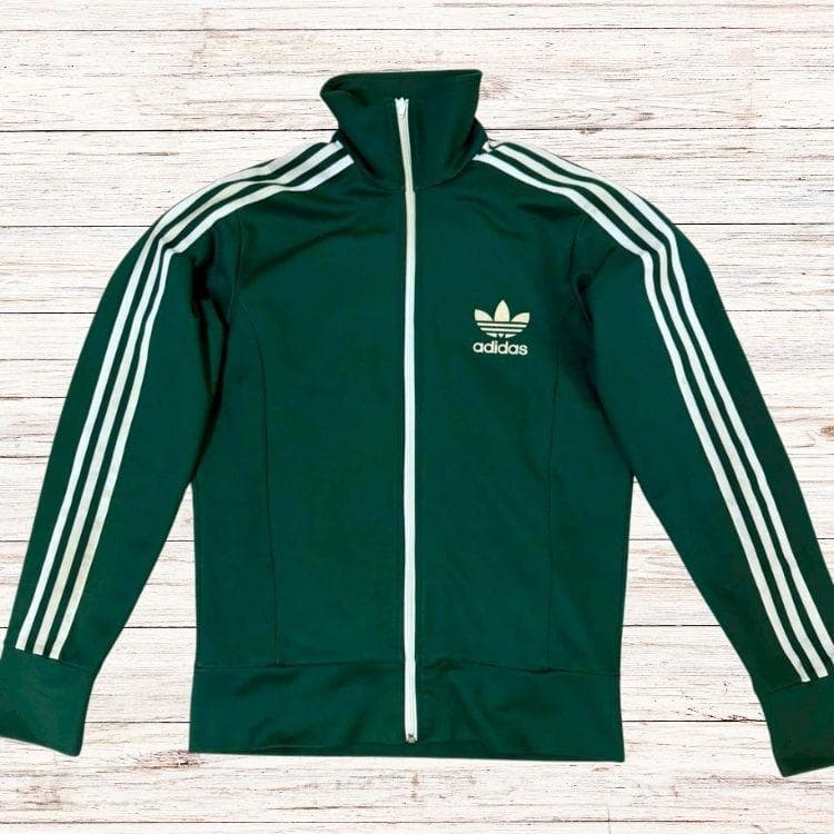 adidas アディダス トラックジャケット 緑 ジップアップ ジャージ L