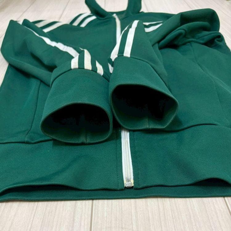 adidas アディダス トラックジャケット 緑 ジップアップ ジャージ L