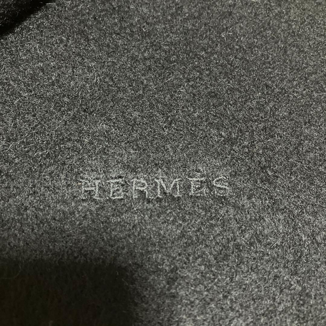 HERMES エルメス マフラー カシミヤ 黒 無地