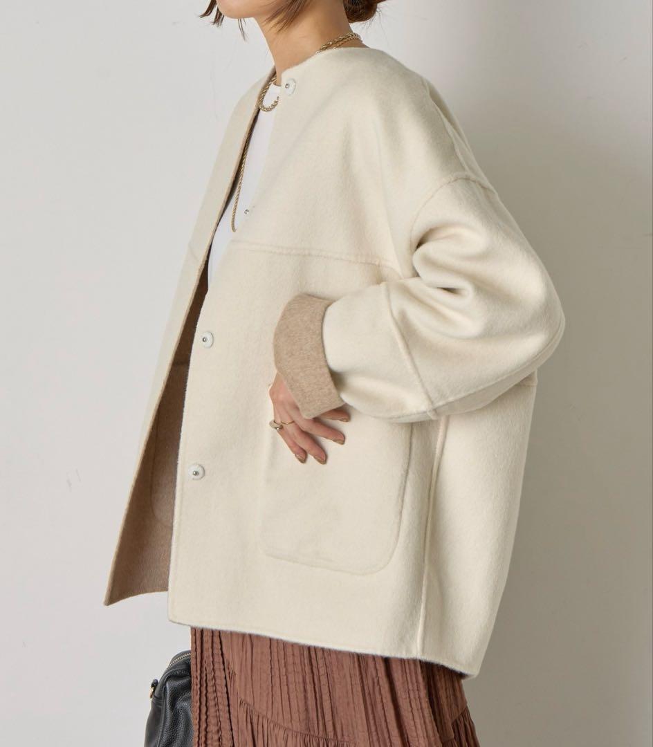 【新品未使用タグ付き】ジェナエスパスメルヴェイユ　リバーシブルコクーンジャケット