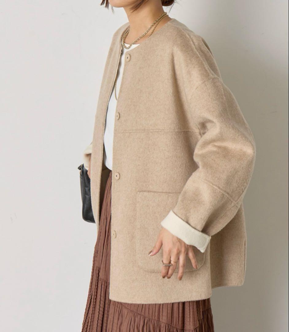 【新品未使用タグ付き】ジェナエスパスメルヴェイユ　リバーシブルコクーンジャケット