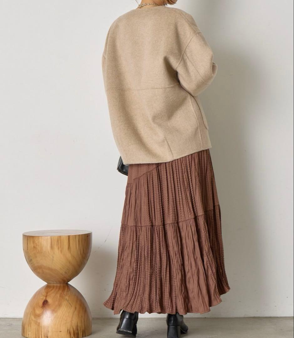 【新品未使用タグ付き】ジェナエスパスメルヴェイユ　リバーシブルコクーンジャケット