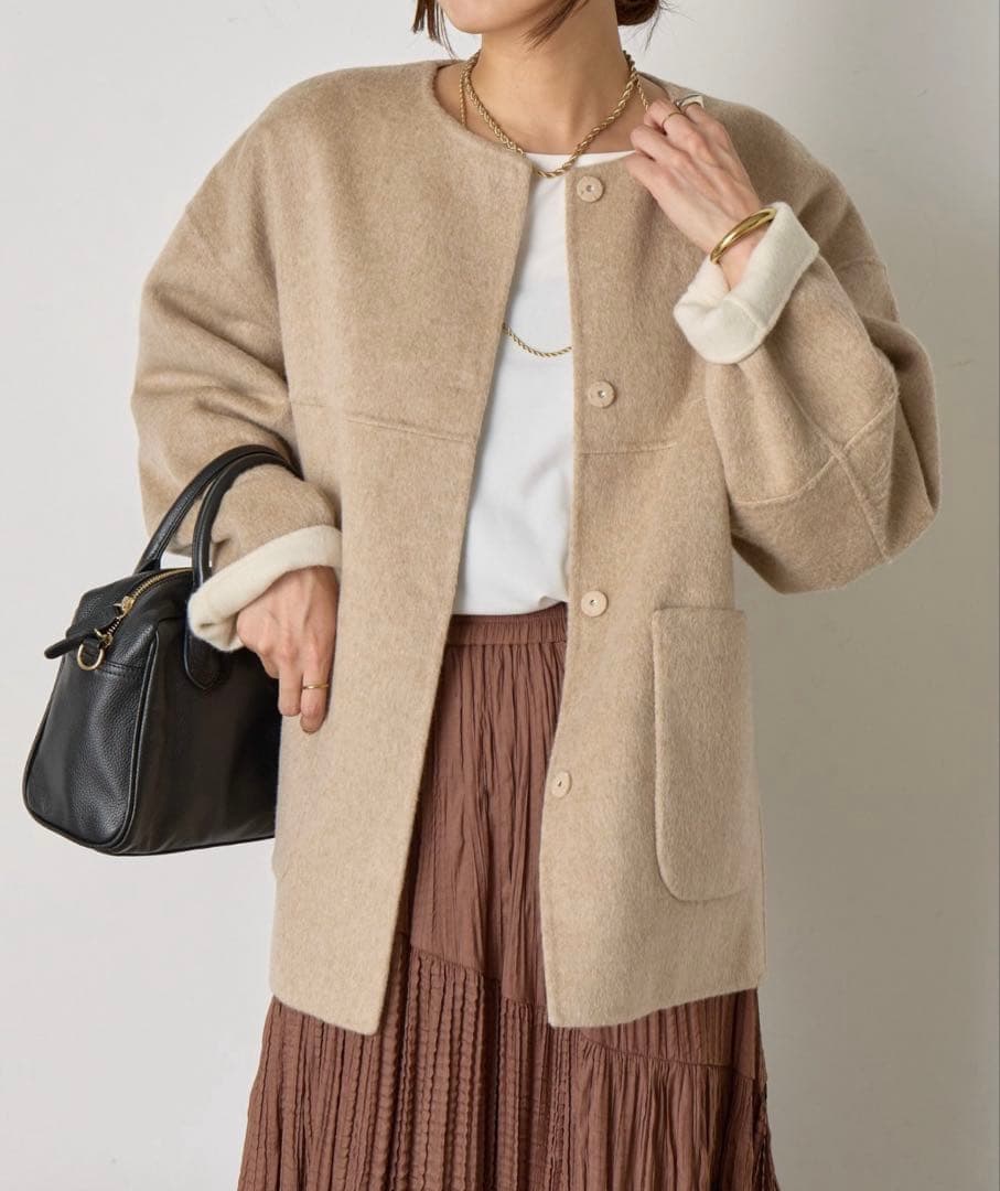 【新品未使用タグ付き】ジェナエスパスメルヴェイユ　リバーシブルコクーンジャケット